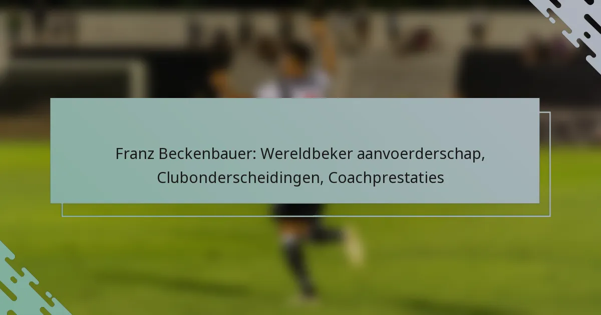 Franz Beckenbauer: Wereldbeker aanvoerderschap, Clubonderscheidingen, Coachprestaties