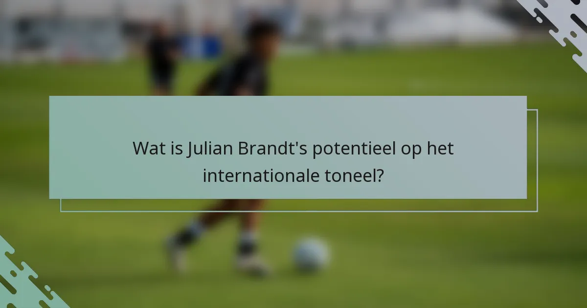 Wat is Julian Brandt's potentieel op het internationale toneel?